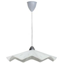 Lampada a sospensione isabella D45 1XE27 montatura trasparente-cromo vetro lastra bianco Ø49-H.14-L.100 cm