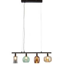 Nowa - Lampada a sospensione Lampada da soggiorno Lampada da sala da pranzo Lampada da soffitto, metallo Vetro nero, 4 fiamme Altezza regolabile E14,