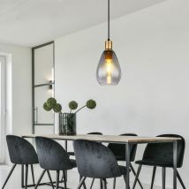Lampada a sospensione lampada da tavolo da pranzo lampada a sospensione lampada da soggiorno, vetro metallo fumè nero, attacco 1x E27 PxH 15x120 cm