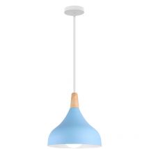 Lampada a Sospensione, Lampadario a Soffitto con Ø20cm Paralume Cupolo in Legno, Moderna Illuminazione con E27 Supporto per Soggiorno Camera da Letto