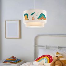 Lux.pro - Lampada a Sospensione 'Lurgan' per Cameretta Lampadario per Bambini Lampada da Soffitto con Paralume Doppio in Tessuto - Bianco con Motivo