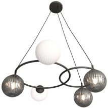 Lampada a Sospensione Libra, Metallo, Plastica, Nero, 70x70x140 cm