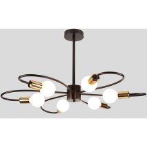 Lampada a Sospensione Moderna Lampadario da Soffitto Sputnik 6 Luci Illuminazione a Sospensione Regolabile Nero e Oro