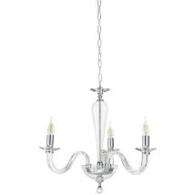 Lampada a sospensione ravel 3 luci in vetro lavorato a mano 60 cm cromo