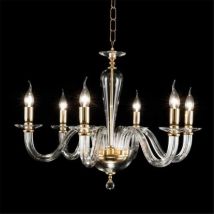 Lampada a sospensione D70 cm ravel 6 luci in vetro lavorato a mano oro