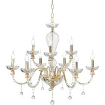 Lampada a sospensione roxanne in vetro soffiato lavorato a mano D86 cm 9 luci