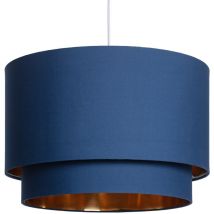 Lampada a Sospensione Tessuto Bello Duo Riflesso Azzurro Scuro