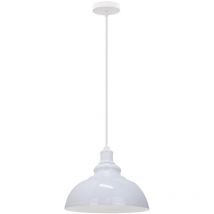 Wottes - Lampada a Sospensione Vintage Metallo Illuminazione Plafoniera Cucina Soggiorno Ø29CM - Bianco