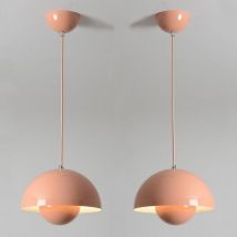 Wottes - Lampadario a Sospensione Moderna Lampada a Sospensione Semplice Regolabile Lampada a Soffitto Metallo Rosa 2 Pezzi