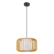 Lampada a sospensione Viva in legno nero e chiaro per lampadina E27