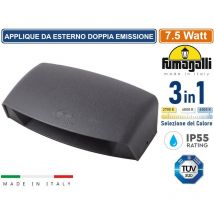 Abram 190 applique da esterno doppia emissione lumninosa colore nero 7.5W IP65 cambia colore luce 3IN1 - Fumagalli