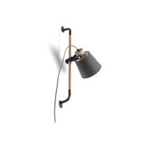 Wandleuchte choupette Schiebewand schwarz grau Stoff/Holz 230V E27 15W