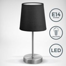 Lampada da comodino, Lampada da tavolo con paralume in tessuto nero, adatta per lampadina E14 non inclusa max 25W, altezza 30.8cm, abat-jour per