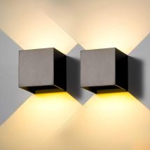 Lycxames - Lampada da parete a 2 pezzi per esterni Lampada da parete a led per interni per esterni moderna nera 12W bianco caldo 3000K IP65 applique