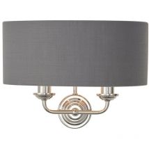 Lampada da parete con paralume in nichel lucido, tessuto antracite