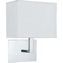 Lampada da parete cromo, paralume rettangolare bianco cromato in tessuto d'acciaio dolce