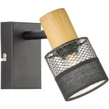 Wofi - Lampada da parete per soggiorno, lampada da corridoio, lampada da parete con spot mobile, tessuto in metallo, legno, 1x attacco E14, LxLxA