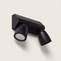 Lampada da Parete per Esterni LED 12W Alluminio Abel Large Due Faretti Nero