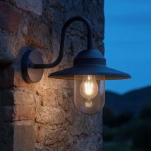 Lampada da parete per esterno Collo di cigno barnabe E27 Grigio antracite IP44