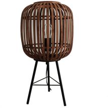 Lampada Da Tavolo Versa Marrone Metallo Stoffa Bambù (25 X 50 X 25 Cm)