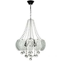 Lampada da soffitto 50 cm argento vetro decorato e pietre effetto cristallo