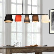 Lux.pro Lampada da Soffitto a 5 Luci Lampada a Sospensione Paralume Tessuto Multicolore E14 40W