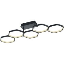 Plafoniera Led Dimmerabile Vigo 5 Esagoni L90 cm Antracite Trio Lighting