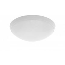 Lampada Da Soffitto Antivandalo Camea, E27 75w, Ip44, Diffusore In Policarbonato Opaco Opal, Anello Bianco