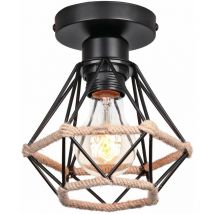 Lampada da Soffitto in Ferro Battuto Stile Retrò Plafoniera a Gabbi Diamantata in Metallo 16CM - 1Pcs