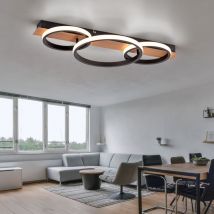 Lampada da soffitto in legno lampada da soffitto in metallo lampada led nera in legno, 3 fiamme, aspetto legno moderno, 1x led 37W 3200Lm 3000K,