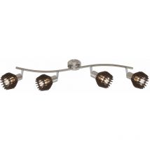 Lampada da soffitto orientabile lampada da soggiorno lamelle in legno lampada da soffitto spot bar, metallo, 4x E14, LxPxA 71,5x10,3x14,4 cm Briloner