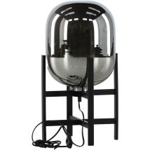 Lampada da tavolo Altair in acciaio e vetro nero