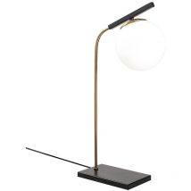 Lampada da tavolo art déco e sfera di vetro l. 25 x h. 55 cm in Metallo Nero - yildiz