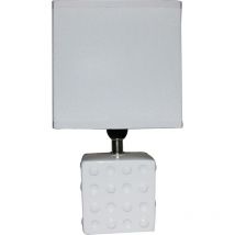 King Home LAMPADA DA TAVOLO BIANCA in ceramica base quadra 14x11x26h cm