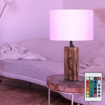 Nino - Lampada da tavolo dimmerabile con telecomando Lampada da tavolo a led Lampada da lettura per camera da letto, cambio colore rgb, paralume in