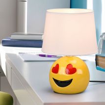 Lampada da tavolo in ceramica per camera da letto lampada da comodino lampada da soggiorno lampada da tavolo moderna, emoji con occhi a cuore giallo,
