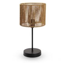 Lampada da tavolo in metallo nero con paralume in corda 19X19X38CM