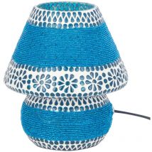 Lampada da tavolo a mosaico in stile etnico blu indiano, decorazione domestica