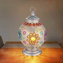 Lampada da tavolo lampada da tavolo lampada da comodino lampada da camera, metallo cristalli acrilici argento orientale, attacco E27, DxH 27x39,5cm