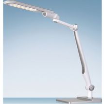 Lampada da tavolo led Multiflex ABS.Eisen.PS bianco/argento H.600mm con piede + morsetto