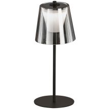 Lampada Da Tavolo Led Touch Dimmer Lampada Da Esterno Vetro Fumé Lampada Da Giardino Lampada Da Tavolo Ricaricabile, Metallo Sabbia Nero, 2w 270lm 