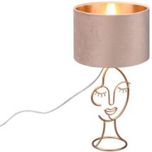 Mary Lampada Da Tavolo Metallo Oro Con Paralume Velluto Beige E Oro H. 45,5cm 1 Luce Attacco E27