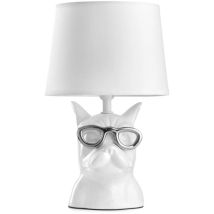 Lampada da tavolo Biagio bianco E14 – Altezza 29 cm – Diametro 18 cm – Tessuto, Ceramica – IP20