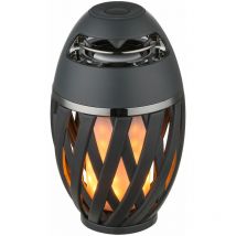 Lampada da tavolo per esterno con effetto fuoco e altoparlante bluetooth torcia decorativa lampada da tavolo antracite bianco opale, led, batteria,
