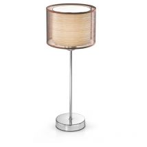 Lumetto In Metallo Moderno Sirco Hotel Cromo Marrone 1 Luce E27
