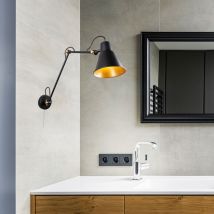 Applique Snodabile Moderna Swinf Arm Acciaio Nero Oro 1 Luce E27