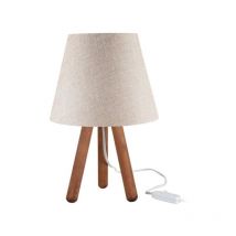Lampada da tavolo treppiede noce e paralume colore beige Pino ASZ1452