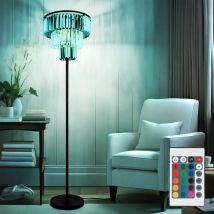 Lampada da terra a led dimmerabile con telecomando cristalli di vetro lampada da soggiorno lampada da terra 3 lampadine, cambio colore rgb, cristalli