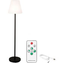 Lampada da terra ricaricabile bianca e nera per uso interno ed esterno - 180lm - Bianco caldo - Telecomando - 150 cm
