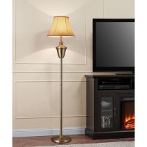 Lampada Da Terra Madrid Paralume In Tessuto A Forma Di Cono - Beige / Marrone Lux.pro